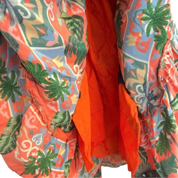 Emily Lovelock Alice Silk Red Print Button Down Dress, Size Medium - Picture 8 of 9